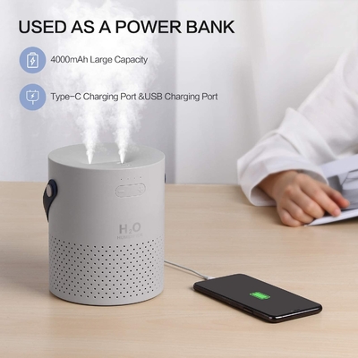 مرطوب کننده هوا التراسونیک با باتری 4000 میلی آمپر ساعتی 1.1 لیتری Mini USB Cool Mist Humidifier